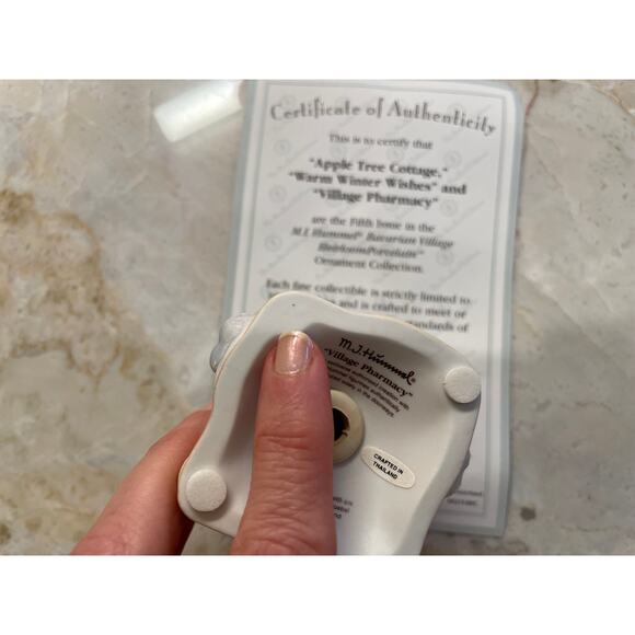 VTG M.I. Hummel Bavarian Village Christmas Ornaments Set of 2 "Village Pharmacy" - Picture 8 of 8